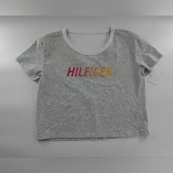 Tommy Hilfiger Women's Cutout Logo Pullover Top Gray Size XS New With Tags - Picture 6 of 10